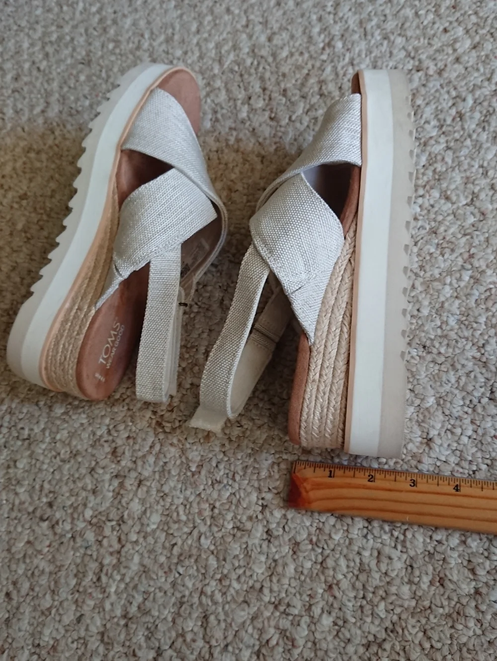 Toms Diana Crossover Cream Slingback Wedge Sandals size 8.5